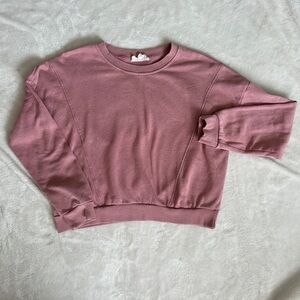 Pink Rose Blush Pink Stitching Detail Long Sleeve Pullover Top